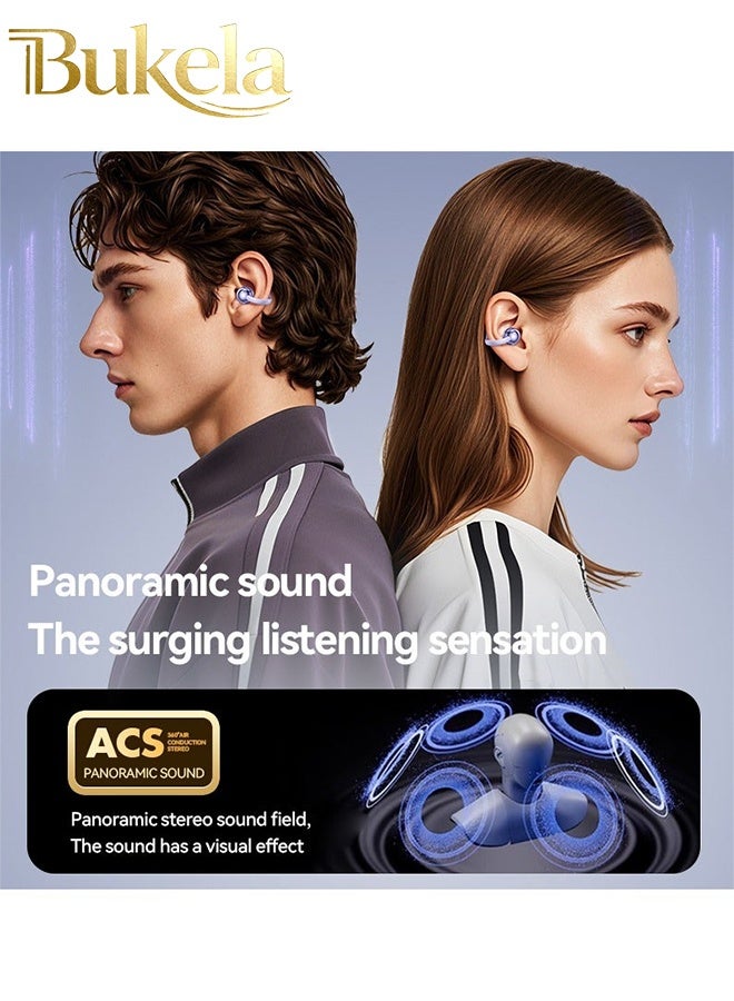 Bukela Open Ear Ring True Open Ear Headphones, Lightweight Comfort Open Ear Clip Wireless Earbuds, Bluetooth 5.49 Headphones with Design Fit Sports Running, Exercise Purple - Image 4