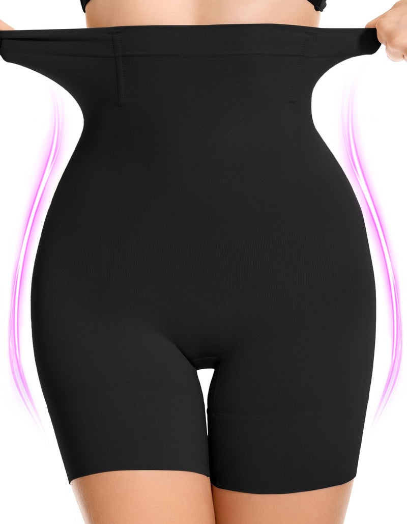 SIMIYA Shapewear Tummy Control Shorts for Women, 5-IN-1 Body Shaper High Waisted Girdle Boyshort Slip Short for Under Dresses Black - Image 1