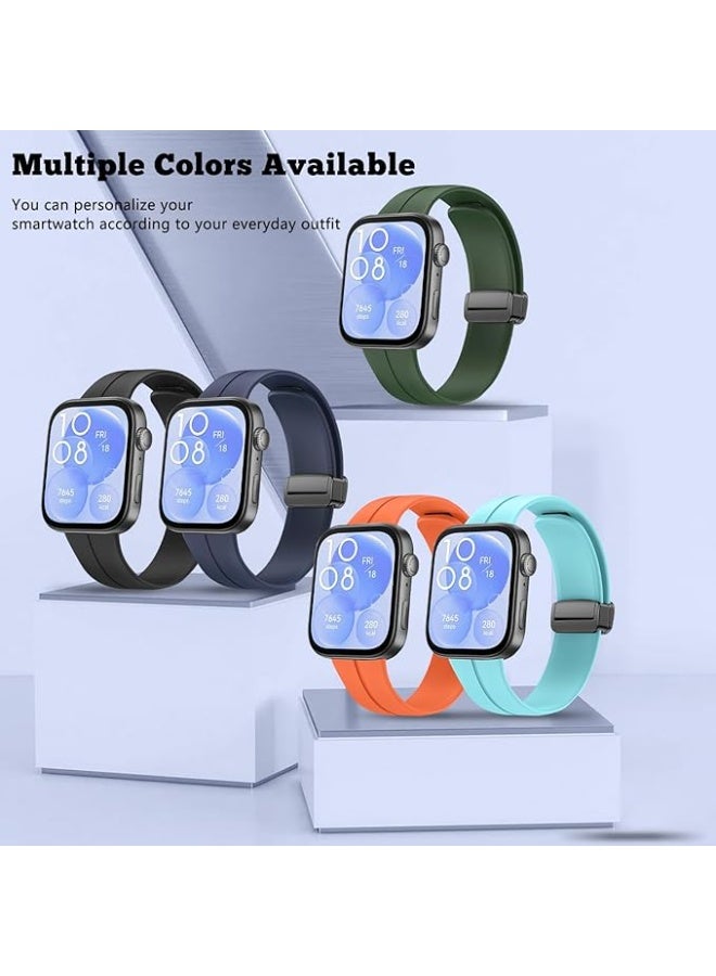 Silicone Strap Compatible with Huawei Watch Fit 3/Fit 4/Fit 4 Pro Magnetic Metal Buckle Sport Silicone Breathable Strap for Men Women Band Quick Release Soft Replacment Wristband - Image 4