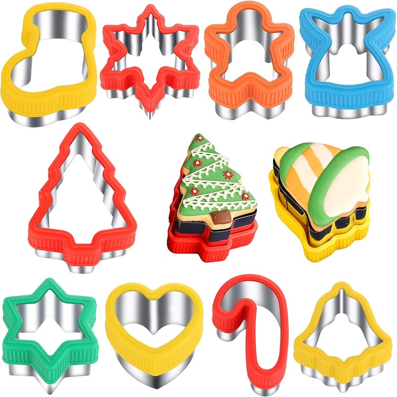 ETERSION Christmas Cookie Cutters 2" to 3.5" 9 Pieces Cookie Cutters Christmas Shapes - Image 1