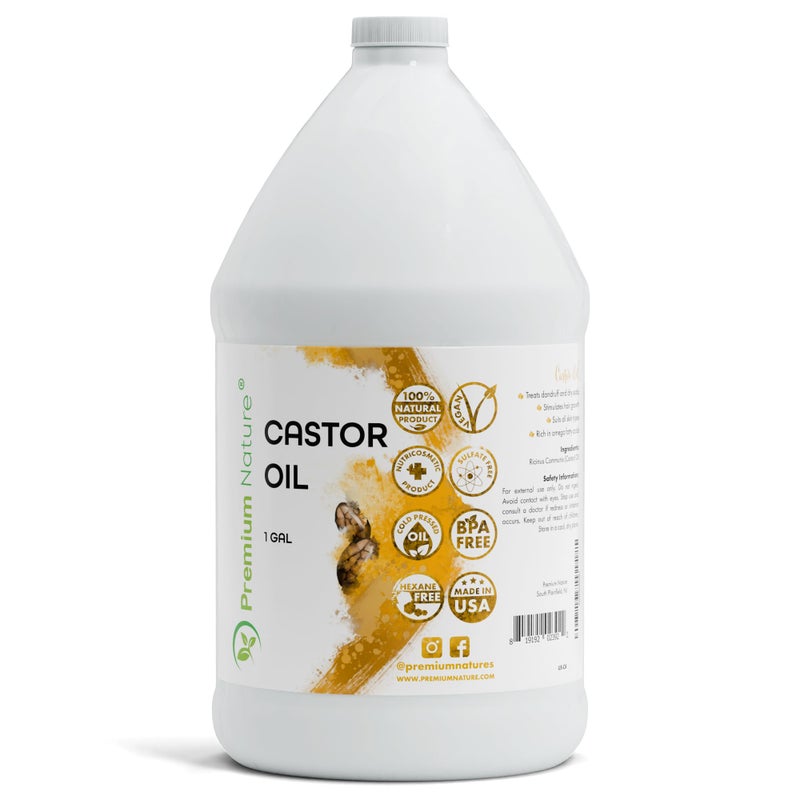 Premium Nature Castor Oil Pure Carrier Oil - Cold Pressed Castor Oil for Essential Oils Mixing Natural Skin Moisturizer Body & Face, Eyelash Caster Oil, Eyelashes Eyebrows Lash & Hair Growth Serum 1 Gallon - Image 1