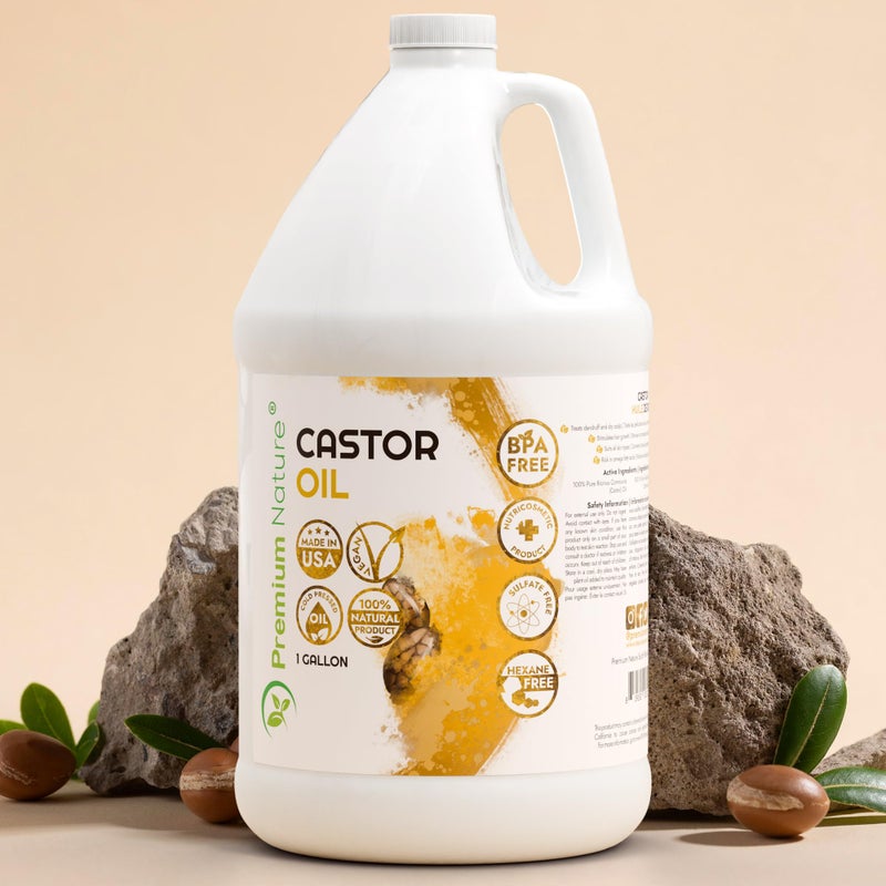 Premium Nature Castor Oil Pure Carrier Oil - Cold Pressed Castor Oil for Essential Oils Mixing Natural Skin Moisturizer Body & Face, Eyelash Caster Oil, Eyelashes Eyebrows Lash & Hair Growth Serum 1 Gallon - Image 3