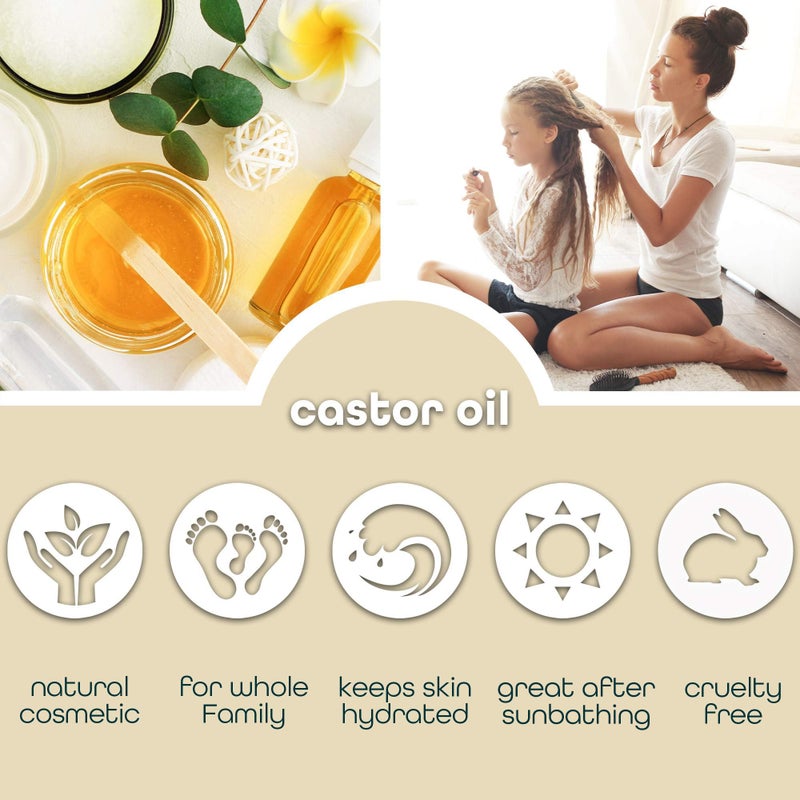 Premium Nature Castor Oil Pure Carrier Oil - Cold Pressed Castor Oil for Essential Oils Mixing Natural Skin Moisturizer Body & Face, Eyelash Caster Oil, Eyelashes Eyebrows Lash & Hair Growth Serum 1 Gallon - Image 4