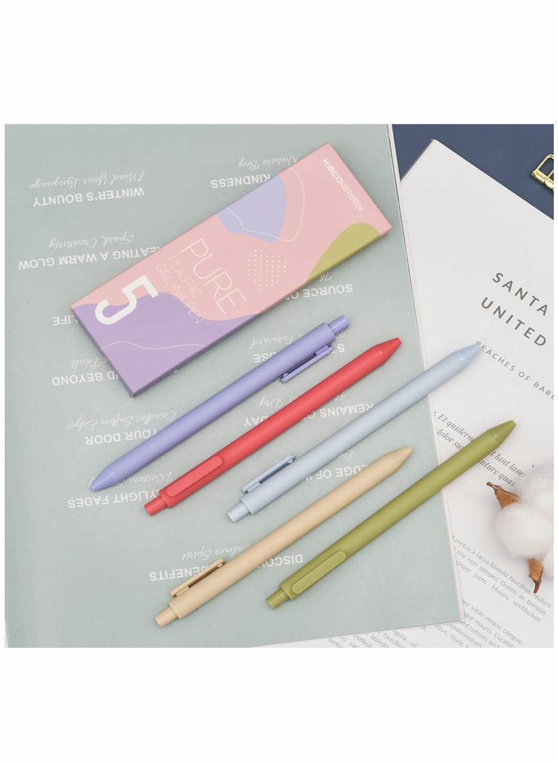 KASTWAVE 0.5 Gel Pen Multi Color Pen Cute Kawaii Boxed Pen Soft Touch Retractable Gel Ink Pens Fine Point Elegance Colors 5 Pack Colored Ink Smooth Writing Pen for School Office Home Take Notes - Image 4