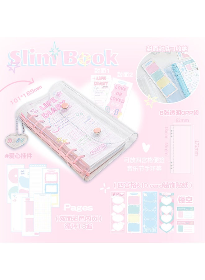 Planwith Rosyposy Soft Girl's Heart Star Book Snap Loose-leaf Book With Storage Goo Goo Hand Account Book Notebook - Image 1