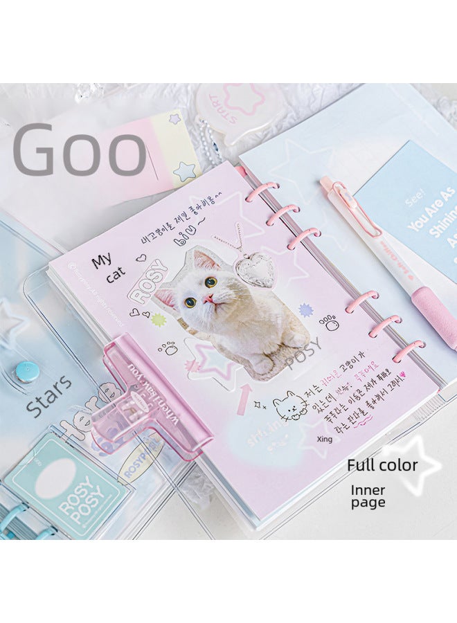 Planwith Rosyposy Soft Girl's Heart Star Book Snap Loose-leaf Book With Storage Goo Goo Hand Account Book Notebook - Image 2
