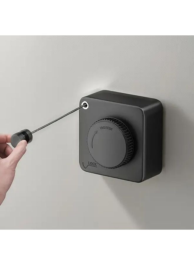 Black Retractable Stainless Steel Clothesline No Holes Needed Space Saving For Balcony Bathroom - Image 1