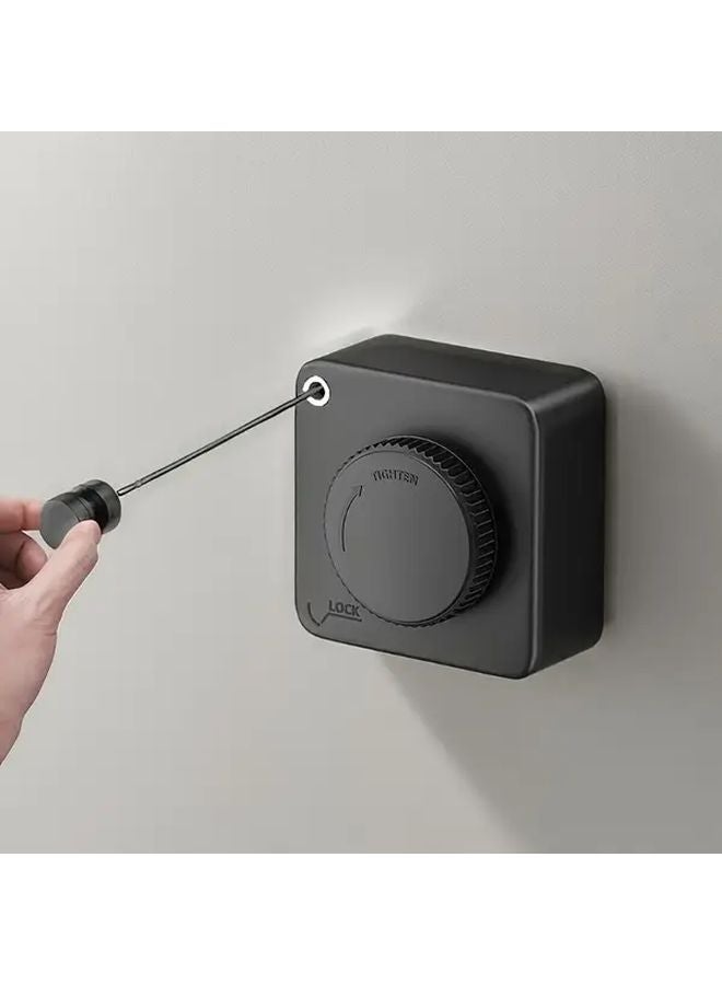 Black Retractable Stainless Steel Clothesline No Holes Needed Space Saving For Balcony Bathroom - Image 2