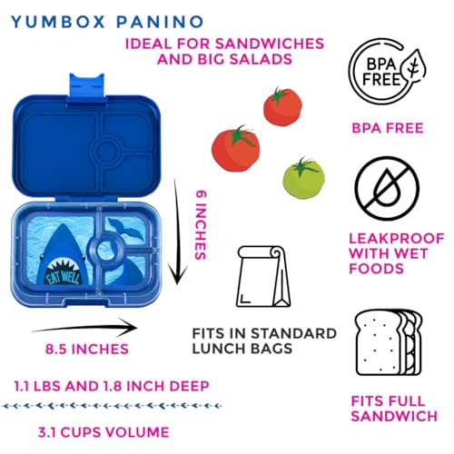 Yumbox Panino Leakproof Bento Lunch Box Container for Kids & Adults (Surf Blue Shark) - Image 2