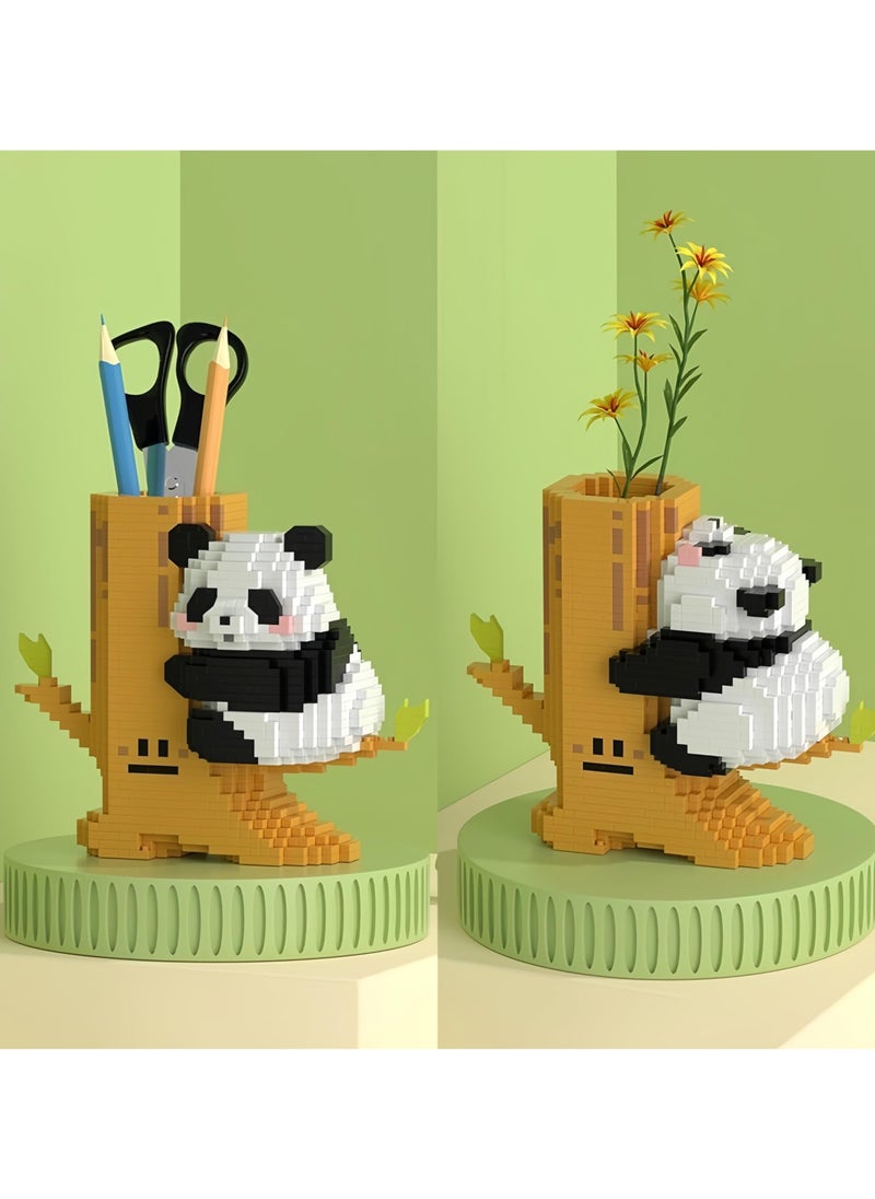 SYOSI - Mini Building Blocks Panda 2 in 1, Cute Mini Panda Blocks Buiding Sets, Party Favors- Micro Blocks Panda for Kids 6 7 8 9 10+ Teens Adult 3D Animal Blocks Toy  (Panda Pen Holder) - Image 1