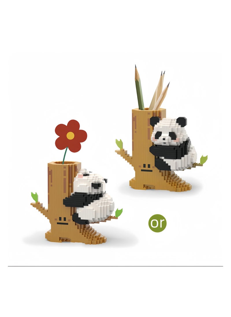 SYOSI - Mini Building Blocks Panda 2 in 1, Cute Mini Panda Blocks Buiding Sets, Party Favors- Micro Blocks Panda for Kids 6 7 8 9 10+ Teens Adult 3D Animal Blocks Toy  (Panda Pen Holder) - Image 1