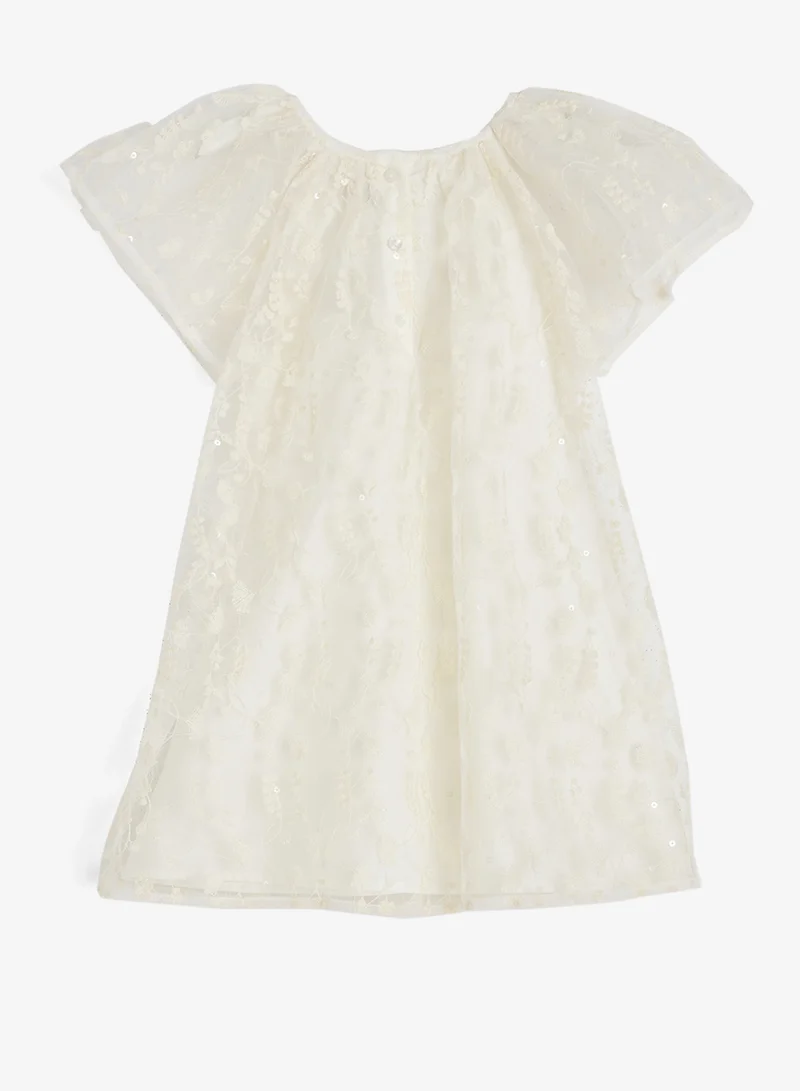 ريبلز مع نمشي Girls Lace Overlay Party Dress
