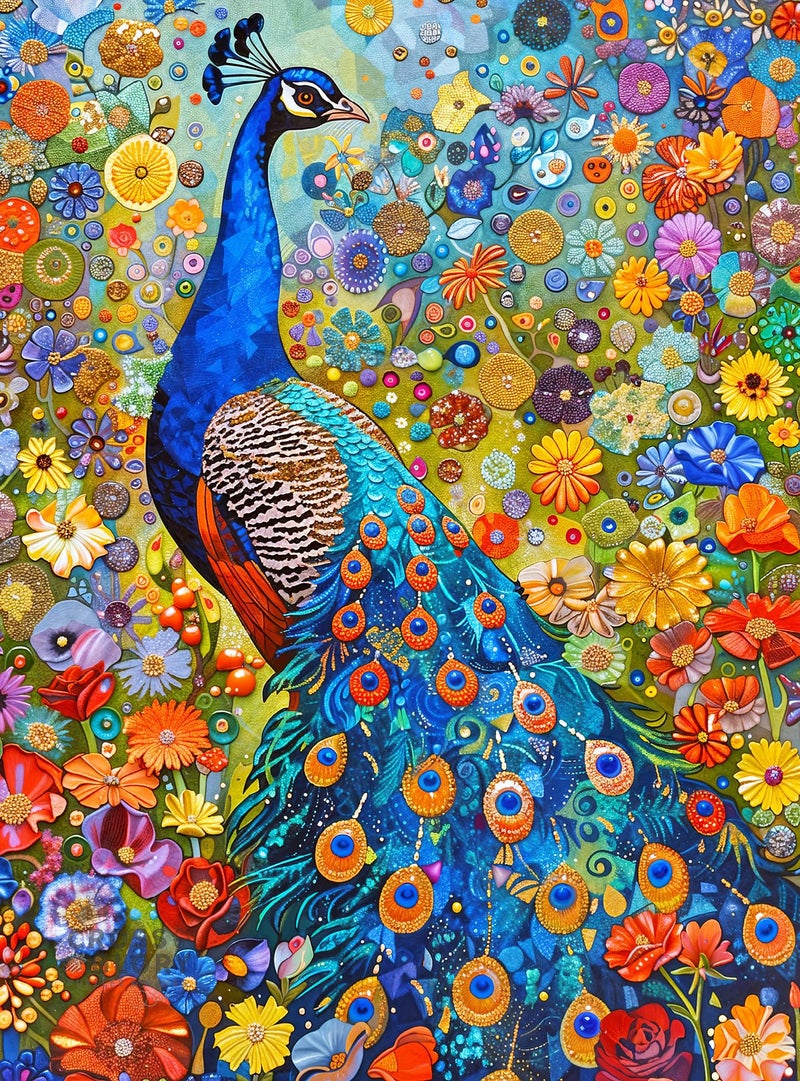 Cross & Glory Cross Glory 1000 Piece Jigsaw Puzzle for Adults Peacock Noir Gilded Peacock Garden Puzzle Vibrant Gustav Klimt Inspired Artwork 20x27 Inches Flower Puzzle - Image 3