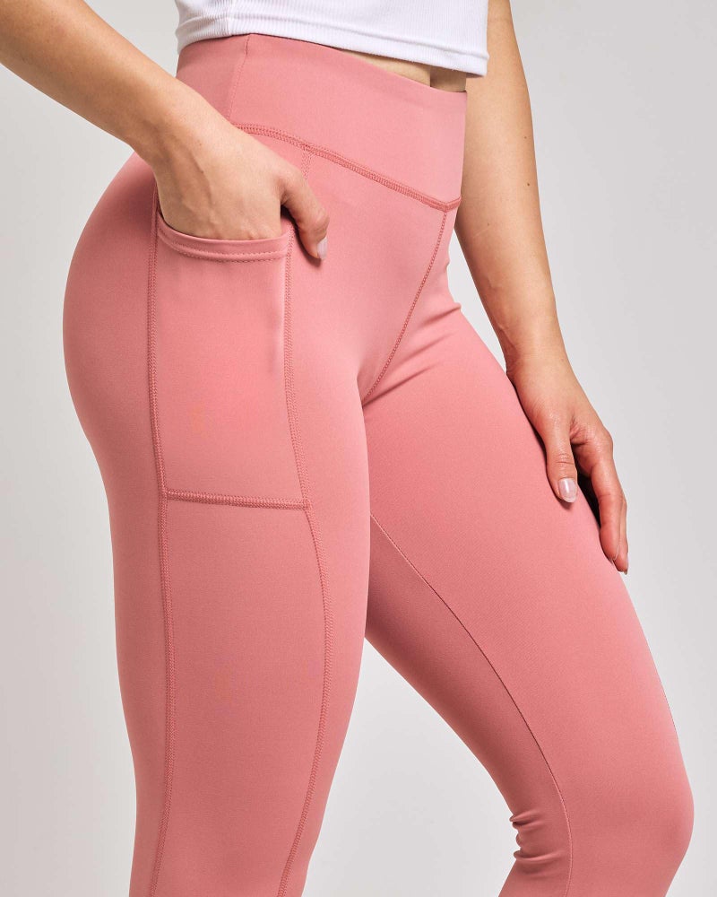 REALESSENTIALS Real Essentials 4-Pack: Women's Full Length Fitted Athletic Yoga Performance Leggings with Pockets (Available in Plus Size) - Set 4, XL - Image 5