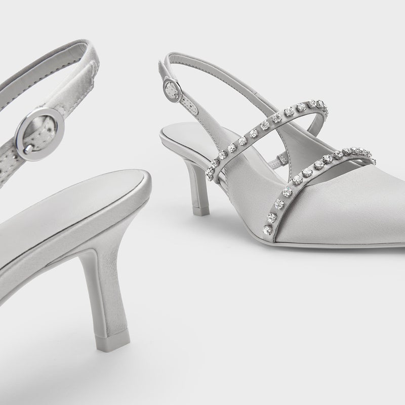 Silk French Fairy Feng Shui Diamond High Heels 2026 Summer New Style Bright Diamond Strap Pointed Sandals for Women with Thin Heels - Image 3