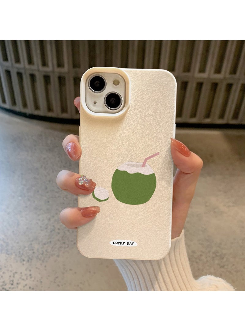 NIBEMINENT Green Coconut Protective TPU Case Cover For iPhone 14 Plus, White