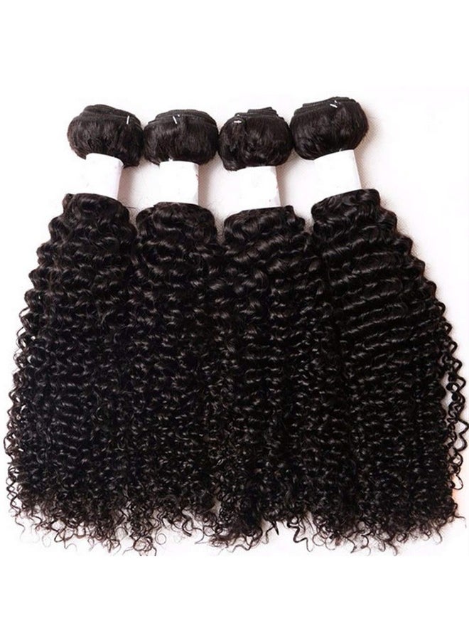 Risbaer - Mongolian Kinkys Curly Hair With Middle Part Closure Human Hair 4Bundles(50G/Bundle) With T Lace Closure Mongolian Curly Weave Bundles With Closure(12/12/14/14+12" Closure) - Image 1