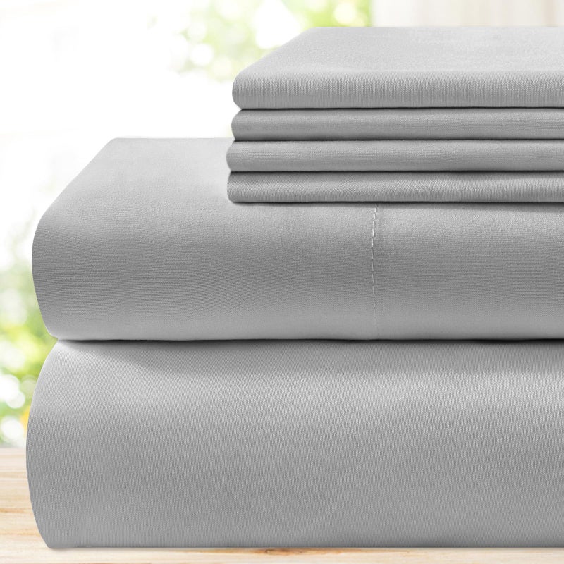 BYSURE Hotel Luxury Bed Sheets Set 6 PieceKing Light Gray  Super Soft 1800 Thread Count 100 Microfiber Sheets with Deep Pockets Wrinkle  Fade Resistant