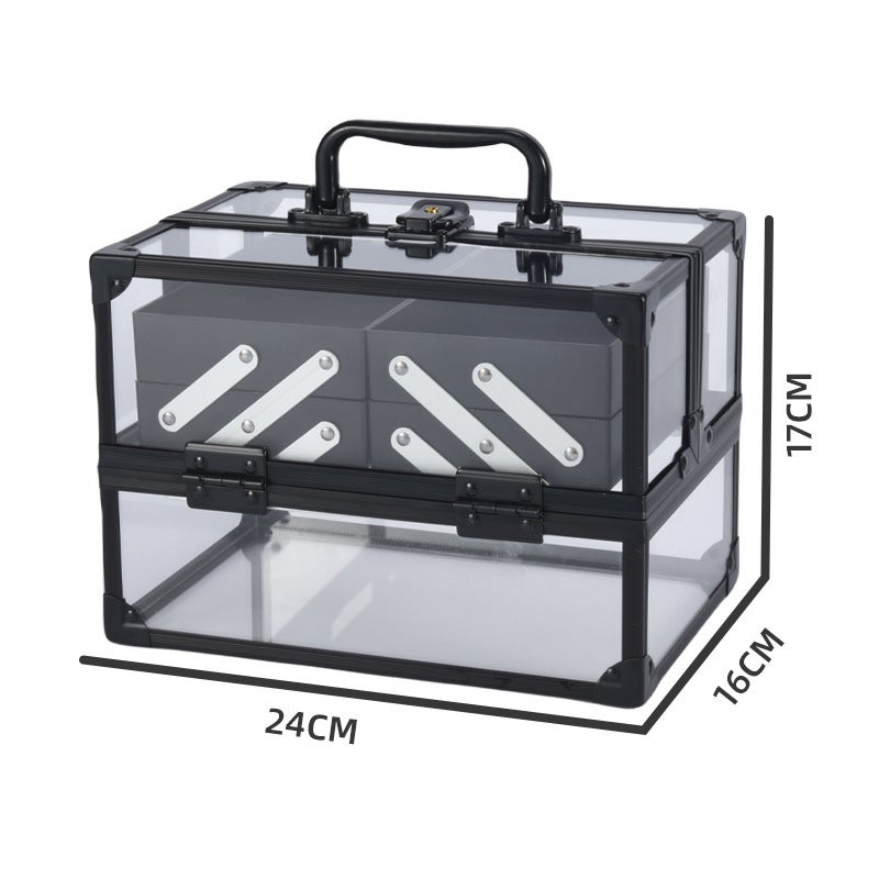 Large-Capacity Double-Open Four-Layer Portable Cosmetic Case New Multi-Color Acrylic Material Cosmetic Case - Image 3