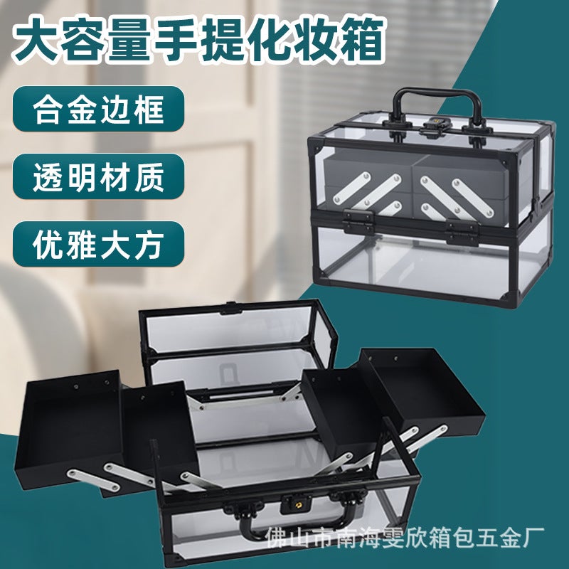 Large-Capacity Double-Open Four-Layer Portable Cosmetic Case New Multi-Color Acrylic Material Cosmetic Case - Image 5