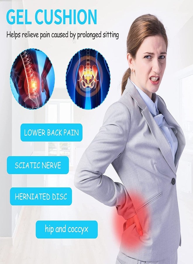 Rhymad وسادة مقعد جل، وسادة مقعد جل مزدوجة السماكة على شكل بيضة مع غطاء مانع للانزلاق، وسادة جل مسامية على شكل خلية نحل لتخفيف آلام الظهر، مناسبة لكرسي المكتب المنزلي والسيارات والكراسي المتحركة (16 × 14 × 1.6 بوصة) - Image 5