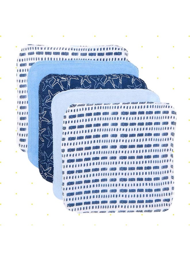Spasilk Spasilk Washcloth Wipes Set for Newborn Boys and Girls, Soft Terry Washcloth Set, Pack of 10, Blue Starfish  - Image 3