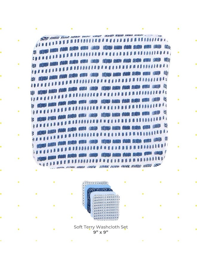Spasilk Spasilk Washcloth Wipes Set for Newborn Boys and Girls, Soft Terry Washcloth Set, Pack of 10, Blue Starfish  - Image 2