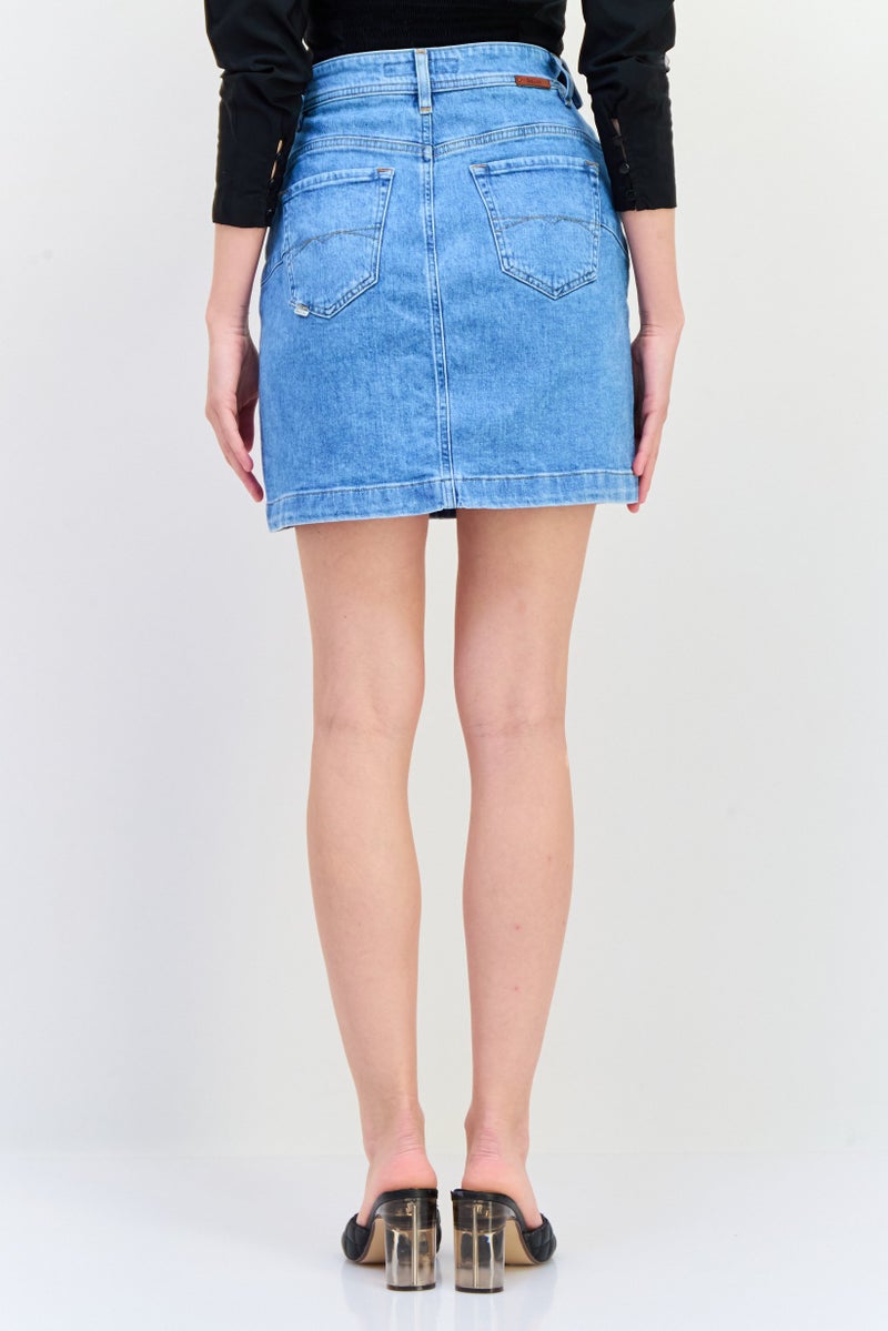 SALSA Women Regular Fit Stretchable Denim Mini Skirt, Light Blue - Image 3