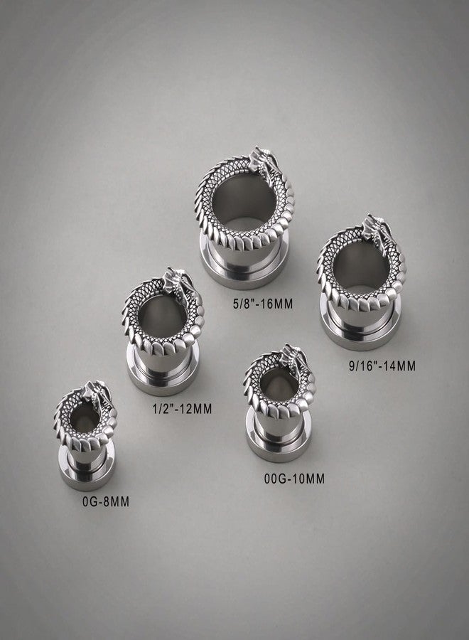 COOEAR Gauges for Ears, Dragon Steel Tunnels Flesh Earring, Stainless Steel Stretchers 2G. - Image 5