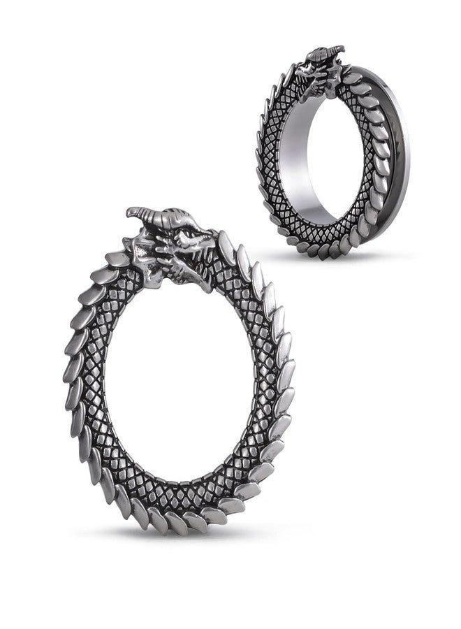 COOEAR Gauges for Ears, Dragon Steel Tunnels Flesh Earring, Stainless Steel Stretchers 2G. - Image 1