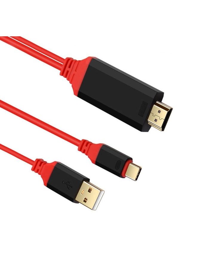 BURAQ 2 in 1 USB-C / Type-C + USB Power Supply Interface to 4K x 2K Ultra HD HDMI Video Cable, Length: 2m  - Image 3