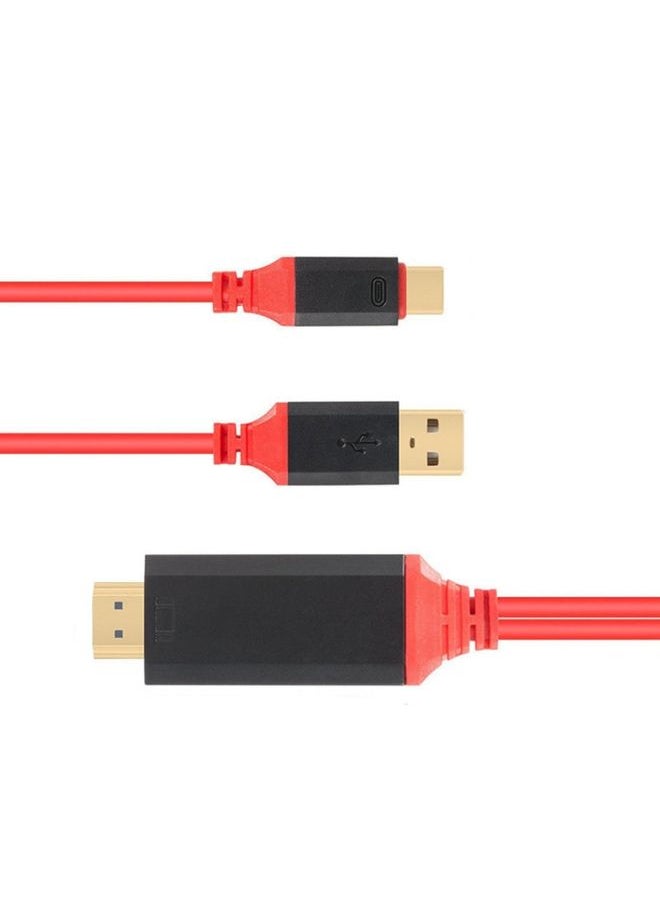 BURAQ 2 in 1 USB-C / Type-C + USB Power Supply Interface to 4K x 2K Ultra HD HDMI Video Cable, Length: 2m  - Image 2