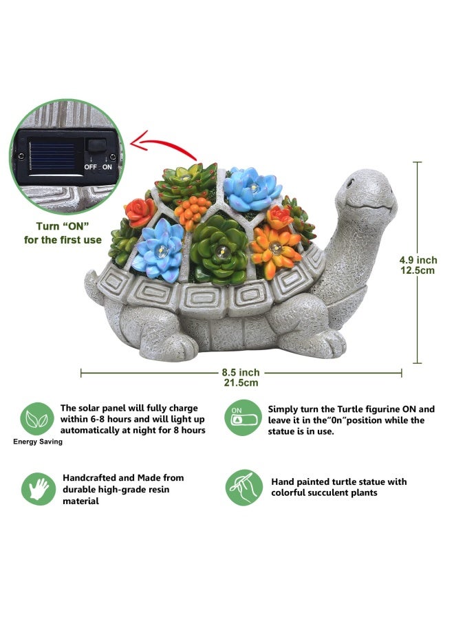 Nacome Solar Garden Outdoor Statues Turtle With Succulent And 7 Led Lights Outdoor Lawn Decor Garden Tortoise Statue For Patio Balcony Yard Lawn Ornament Unique Housewarming Gifts  - Image 4