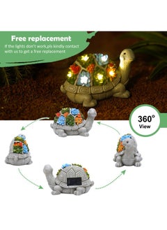 Generic Nacome Solar Garden Outdoor Statues Turtle With Succulent And 7 Led Lights Outdoor Lawn Decor Garden Tortoise Statue For Patio Balcony Yard Lawn Ornament Unique Housewarming Gifts  - Image 3