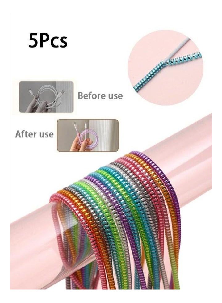 5pcs 140.0cm Laser Color USB Charging Cable Protector Headphone Cable Winding Rop - Image 1
