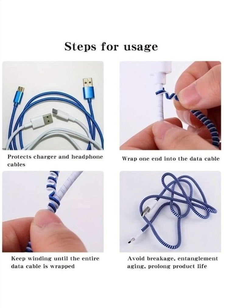5pcs 140.0cm Laser Color USB Charging Cable Protector Headphone Cable Winding Rop - Image 5