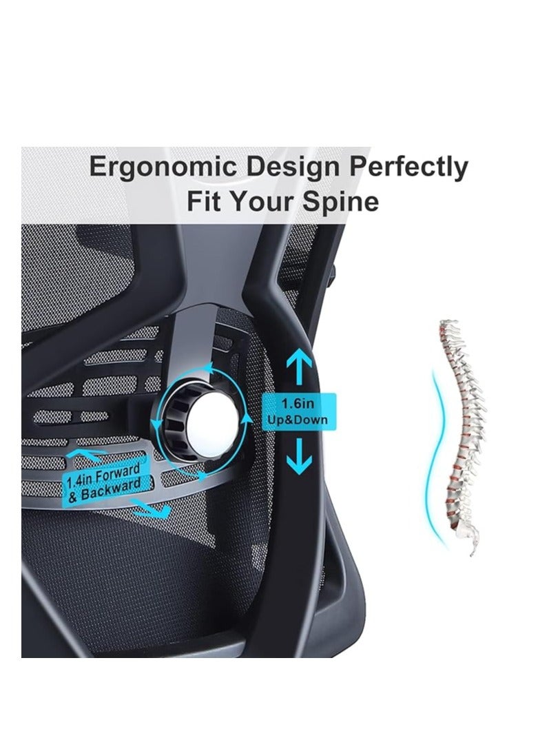 Cool Baby Ergonomic Office Chair, High Back Desk Chair with Adjustable Lumbar Support 3D Metal Headrest and Armrests 130° Computer Chair Mesh Rocking Chair - Image 5
