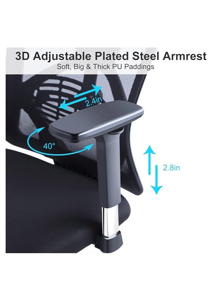 Cool Baby Ergonomic Office Chair, High Back Desk Chair with Adjustable Lumbar Support 3D Metal Headrest and Armrests 130° Computer Chair Mesh Rocking Chair - Image 4