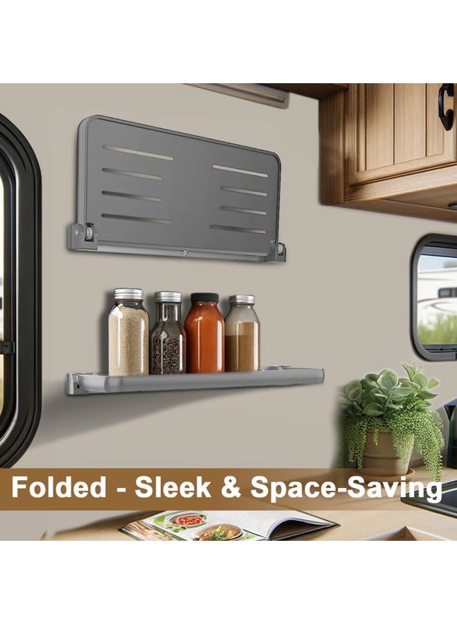Safoner RV Aluminum Fold-Down Wall Shelf - The Essential Camper Accessory for Interior Organization | Space-Efficient Versatile Floating Storage- 2 Packs - Image 5