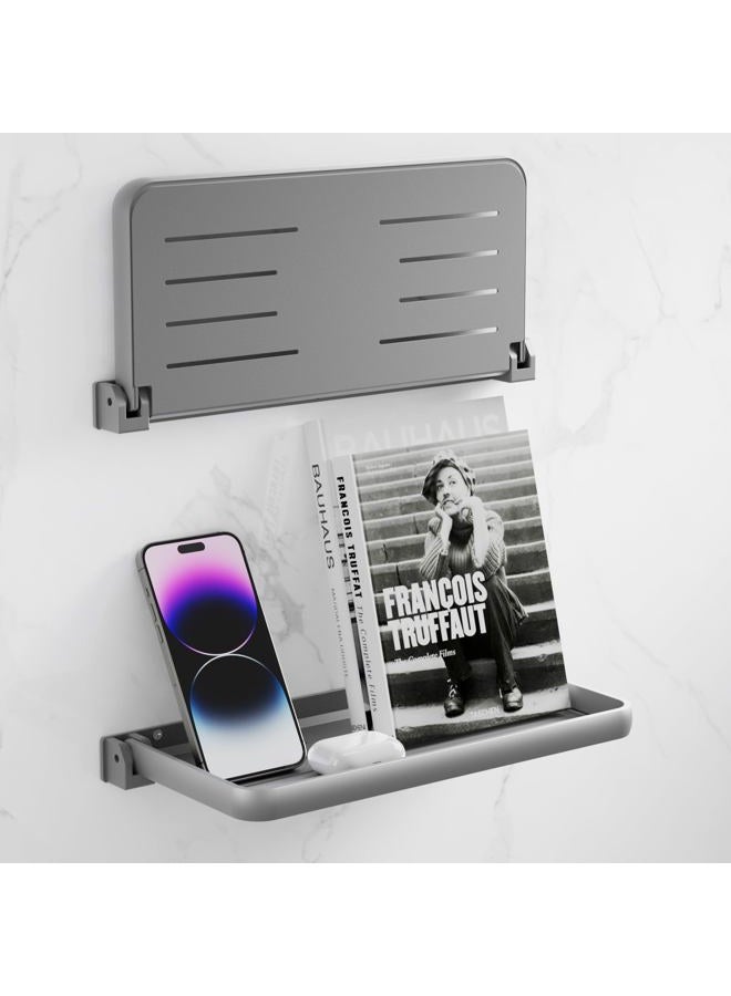 Safoner RV Aluminum Fold-Down Wall Shelf - The Essential Camper Accessory for Interior Organization | Space-Efficient Versatile Floating Storage- 2 Packs - Image 1