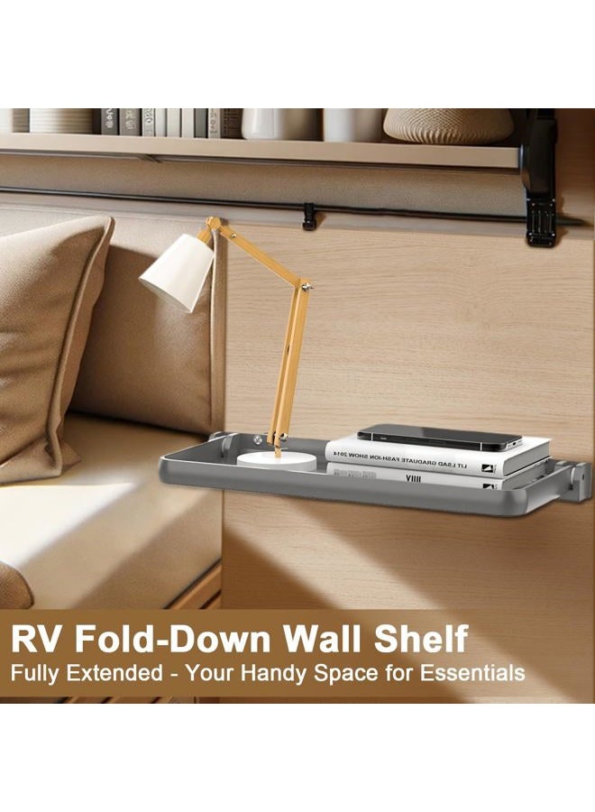 Safoner RV Aluminum Fold-Down Wall Shelf - The Essential Camper Accessory for Interior Organization | Space-Efficient Versatile Floating Storage- 2 Packs - Image 4