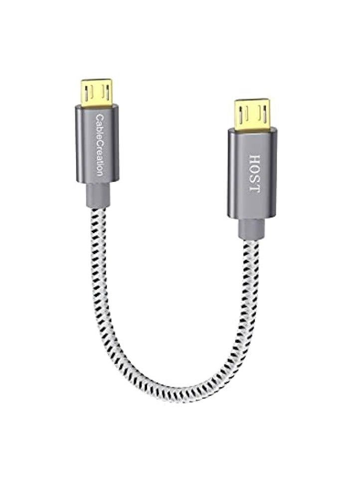 كابل كرييشن كابل Micro USB ذكر إلى Micro USB Male OTG (متوافق مع جهاز التحكم عن بعد DJI)، محول USB OTG قصير للجهاز المحمول، 0.2 متر/أسود CC0756 - Image 1