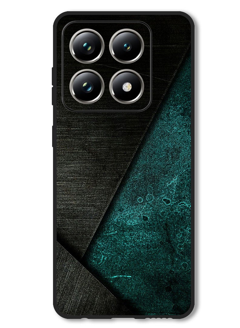 Theodor Case Compatible with Xiaomi 14T Pro Protection Shockproof Bumper Cover Black Dark Green Pattern - Image 1
