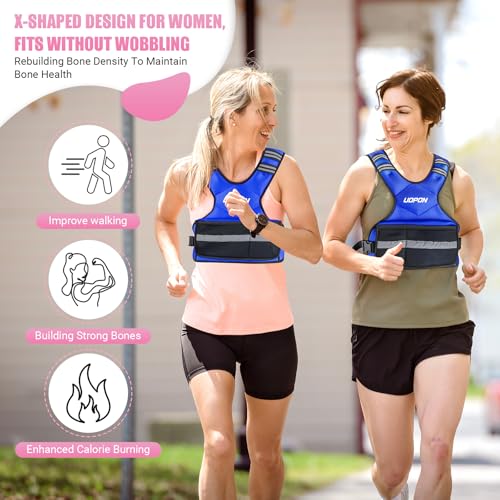 UOPON Adjustable Weighted Vest for Women, 6-12 Lbs Rucking Vest with 6 Ironsand Weights, Great Weighted Vest with Plus Pockets & Reflective Strips for Running, Walking, Workout and Strength Training - Image 4