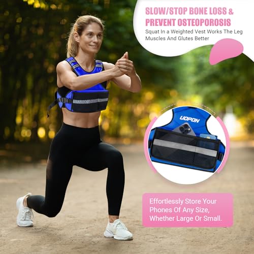 UOPON Adjustable Weighted Vest for Women, 6-12 Lbs Rucking Vest with 6 Ironsand Weights, Great Weighted Vest with Plus Pockets & Reflective Strips for Running, Walking, Workout and Strength Training - Image 5
