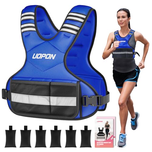 UOPON Adjustable Weighted Vest for Women, 6-12 Lbs Rucking Vest with 6 Ironsand Weights, Great Weighted Vest with Plus Pockets & Reflective Strips for Running, Walking, Workout and Strength Training - Image 1