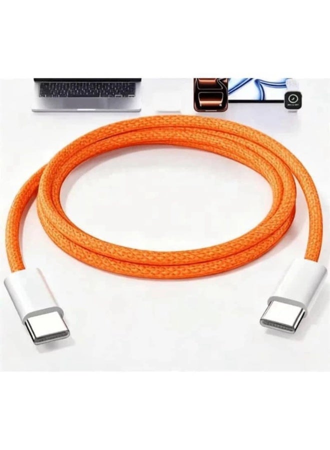 كابل شحن سريع PD بقوة 60 واط من نوع USB-C إلى USB-C - سلك شاحن من النوع C بطول 1 متر لأجهزة iPhone 16/15 وSamsung S24 والأجهزة المزودة بمنفذ USB-C - Image 3