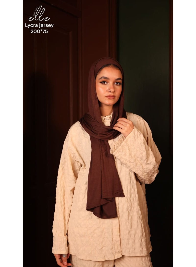 ايل طرحة حجاب ليكرا جيرسي مع باندانه قطنية – وشاح إسلامي عصري ومريح - مقاس200×75 سم