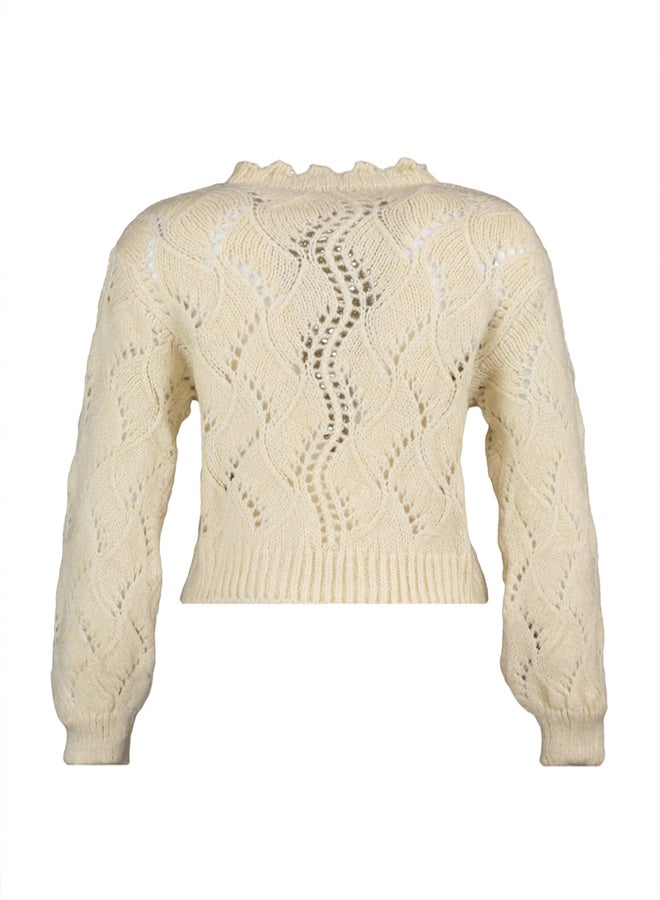trendyol Soft Knitwear Sweater  Ecru, Openwork/Hole, - Image 5