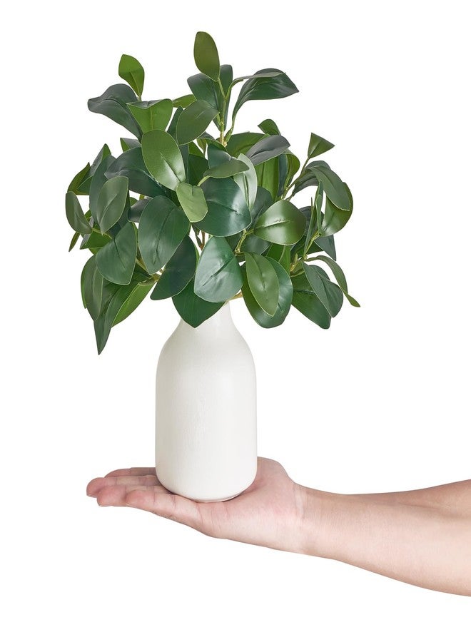 Dahey Fake Plants in Small Ceramic Vase Realistic Artificial Faux Plants Indoor Modern Farmhouse Table Centerpieces for Bathroom Kitchen Shelf Living Room Home Greenery Decor, White - Image 5